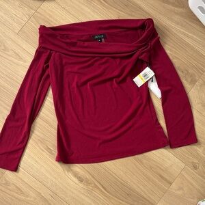 1. State Women's Off-Shoulder Burgundy Blouse Medium NWT